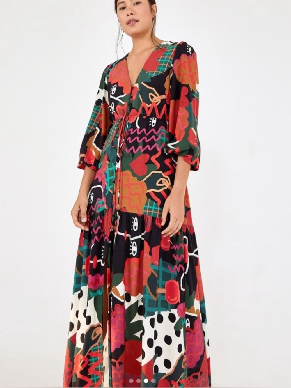 Farm Rio Brazil Candy Apple dress
bust 20, waist 17.5 inches  across